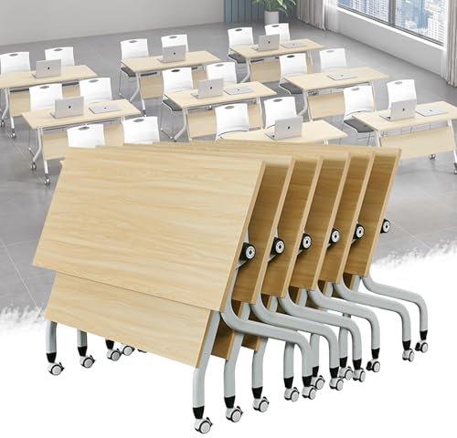 EAHKMETQ Moderner, zusammenklappbarer Konferenztisch mit Rollen, tragbarer Besprechungstisch für Schulungsseminare und Klassenzimmer (6er-Pack, 120 x 49,4 x 75,6 cm)