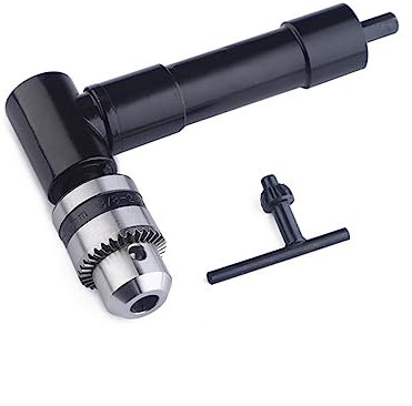 DOITOOL Adaptador De Accesorio De Taladro Angular 90 Grados Con Mandril De Hierro y Cuerpo De Aluminio, Compatible Con Taladro Eléctrico Inalámbrico Para Espacios Reducidos, Paquete Individual