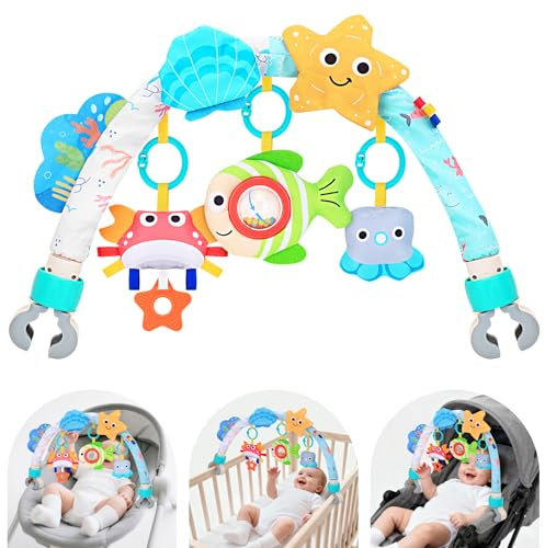 MPQMPQ Car Seat Toys for Babies 0-6 Months，Arch Stroller Toys for 6-12 Months Infant Mobile Bassinet Bouncer Hanging Toys Shower Gifts for Baby Boys Girls 0 3 6 9 12 Months(Ocean)
