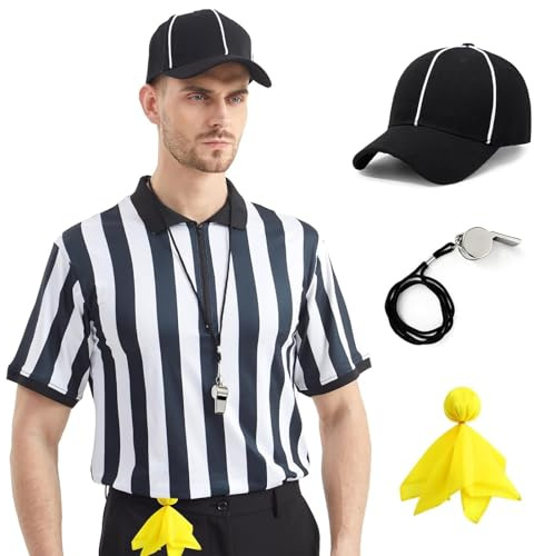 OuryTech domardräkt, 4-delat ref-uniformset för damer och herrar, med dragkedja, visselpipa, hatt och strafflagga för fotboll, VM 2026