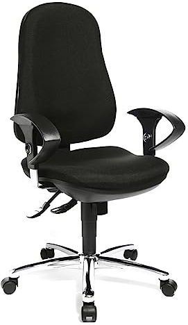 Topstar Support SY, ergonomischer Bürostuhl, Schreibtischstuhl, inkl. höhenverstellbare Armlehnen, Bezugsstoff, schwarz