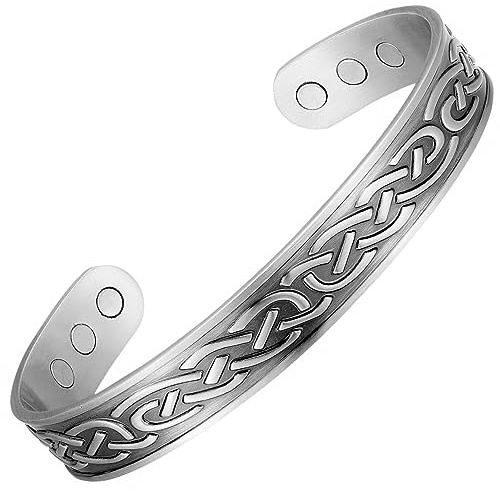Earth Therapy Pure Copper Celtic Pewter Magnetic Bracelet – Unisex Sport Band with Ultra Strength Magnets - Adjustable
