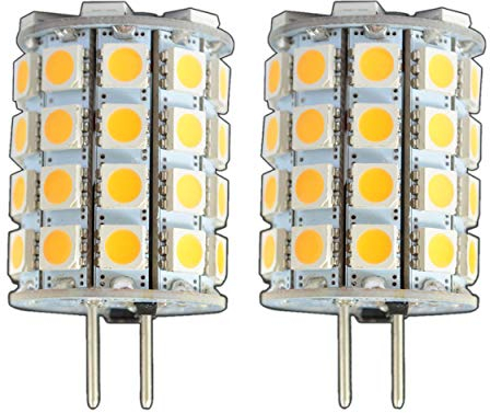 PB-Versand 2x Stück - G6.35/GX6.35 LED 6 Watt 49x 5050 SMDs warmweiß 12V~ AC/DC Wechselspannung 360° Stiftsockel Leuchtmittel Lampensockel Spot Halogenersatz Halogen Lampe