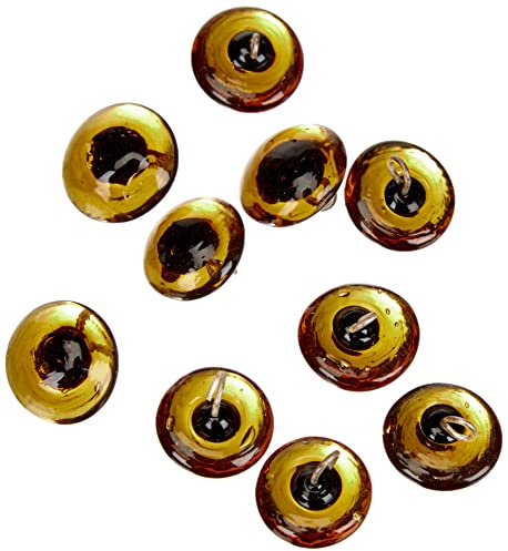 Rayher Glastieraugen zum Aufnähen, braun, 12 mm ø, Btl. 10 Stück, Tieraugen Glas, Teddyaugen, Puppenaugen, 8904305