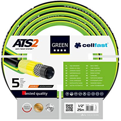 CELLFAST Tubo Acqua Giardino 5 Strati Filato Premium Resistente Ai Raggi UV Di Alta Qualità 1 2 Pollici 25 Metri Green