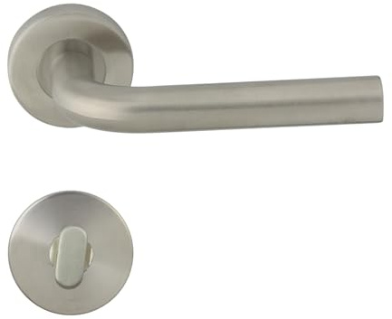 domino Türgriff LIU-R INOX WC-Bad Drückergarnitur für Zimmertüren Türdrücker-Set Rosetten-Garnitur Türbeschläge