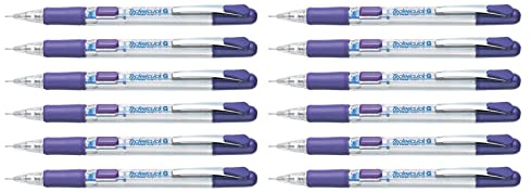 Pentel - Set di 12 portamine Techniclick con bottone a pressione laterale, tratto: 0,7 mm viola