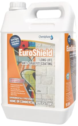 Chemiphase Euroshield Anti-Graffiti Coating – Long-Term Protection, Water-Based, Easy Application, Transparent Shield for Brick, Stone, Metal & Painted Surfaces – Industrial & Home Use 5 Litres (5L)