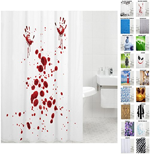 Sanilo Duschvorhang, viele schöne Duschvorhänge zur Auswahl, hochwertige Qualität, inkl. 12 Ringe, wasserdicht, Anti-Schimmel-Effekt (Blood Hands)