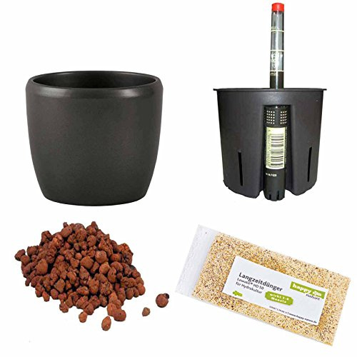 happy nature Set5 Blumentopf Venus dunkelsilber 15/19 Ø 18cm H 21cm+KT+WA+BT+HD50