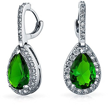 Set Di Gioielli Da Sposa 7-15 Ct Stile Vintage Halo Zirconi Cubici AAA CZ Orecchini A Cerchio Con Goccia A Scatto A Goccia A Vite Clip Per Donne Prom Damigella Colori Gemma Placcato Argento Oro