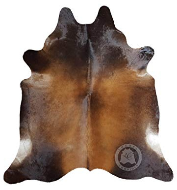 Sunshine Cowhides 100% Genuine Mahogany Brown Cowhide Rug - Modern Style Animal Skin Rug & Floor Carpet for Living Room, Bedroom, Kitchen & More - Large (6x6-7ft)