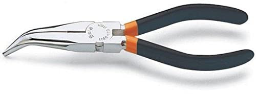 Beta 1168 200 - Pinze a becchi mezzotondi lunghissimi piegati zigrinati cromate manici ricoperti con 2 strati di PVC antiscivolo