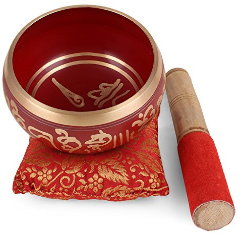Zap Impex ® Tibetische Meditation Om Mani Klangschale/Kissen/Mallet4 Zoll Rot