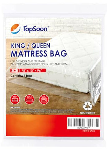 TopSoon Mattress Bag for Storage Mattress Disposal Bag King/Queen Size Clear