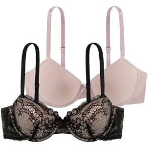 DORINA Women's Chloe T-Shirt Bra T-Shirt Everyday Bra, Black Blush, 32B (Manufacturer Size:32)