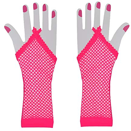 AM Netz Handschuhe Stulpen Fasching Karneval Party Kostümzubehör Erotik Sexy (1 Paar Pink)