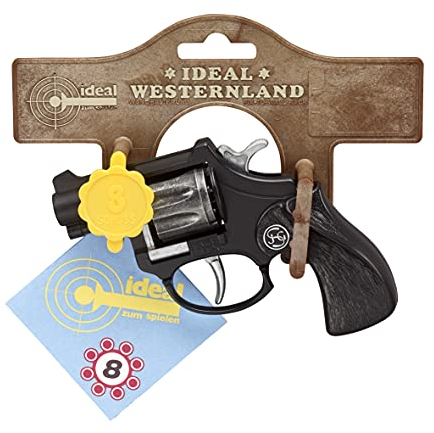 J.G.Schrödel R8 Spielzeugpistole mit Daumenauflage Faschingspistole für 8-Schuss-Munition, 12 cm, schwarz (1000281)