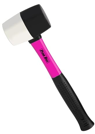 The Original Pink Box 16oz Rubber Mallet - Double Faced Non-Marking Rubber Mallet Hammer with Fiberglass Handle and Comfort Grip, Pink