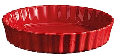 Emile Henry Deep Flan Dish Piatto per Torta, Ceramica, Marsala, 28 cm, 3 unità
