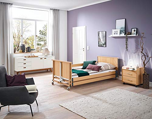 Pflegebett Burmeier Dali low entry, Seniorenbett, Krankenbett mit Auftrichter