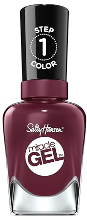 Sally Hansen Miracle gelnagellack utan artificiellt UV-ljus, V-förstärkt, vinröd, med intensiv glänsande gelfinish, nr 489, (1 x 14,7 ml)