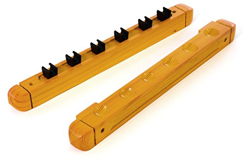 Billard Queue Wandhalterung aus Holz, 2-teilig, Halterung für bis zu 6 Pool-Cues, Buche, Snooker-Halterung, Billard Zubehör