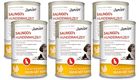 SALiNGO Hundefutter für Welpen, nass, Huhn mit Karotte und Calcium (6x400g)
