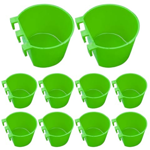10 Pack Chicken Water Cups Hanging Bird Feeder for Cage 8 oz Rabbit Feeder Bowls for Pigeon Parakeet Poultry with Hook Green Chicken Grit Hanging Feeders