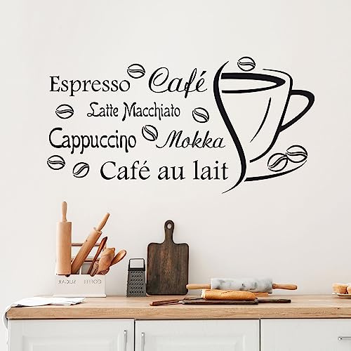 GRAZDesign Wandtattoo Kaffee Tasse Kaffeebohnen | Wandaufkleber Küche selbstklebend - 070 schwarz