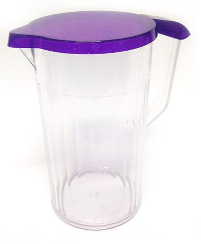Harfield 1.1 Litre Clear Jug & Purple Sparkle Lid Virtually Unbreakable Polycarbonate Plastic Pitcher