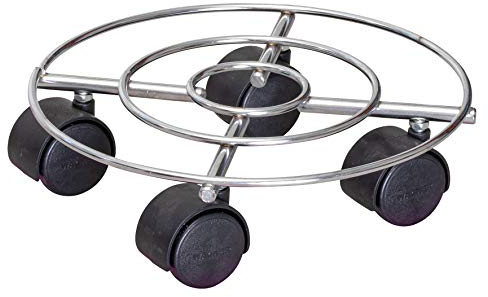 WAGNER Pflanzenroller Chrome Ø 23 x 6,5 cm I Pflanzenroller für Innenbereich I Blumenroller aus verchromten Stahl, Chrom I Kübelroller Silber-glänzend I Tragkraft 60 kg - 20093101