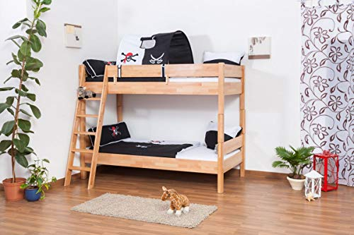 Kinderbett Etagenbett Johann Buche Vollholz natur massiv inkl. Rollrost - 90 x 200 cm, teilbar