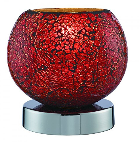 Searchlight TOUCH LAMP - CRACKLE RED MOSAIC GLASS, CHROME BASE 2169RE