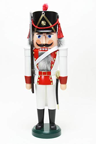Seiffener Volkskunst Nussknacker Grenadier 39 cm Erzgebirgskunst Weihnachtsdeko Nussknacker Weihnachten Holzmann Holzfigur (rot)