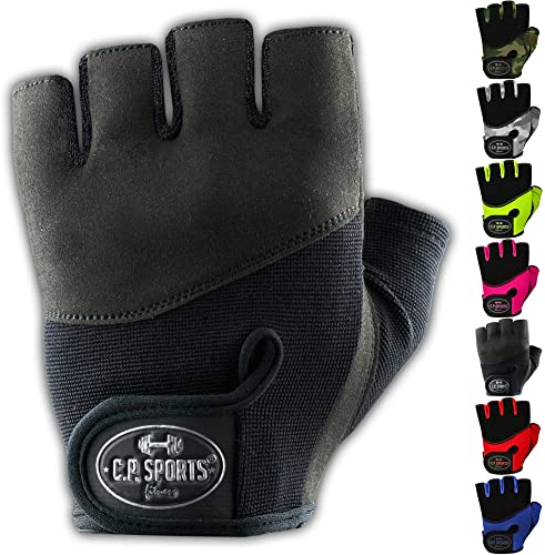 C.P. Sports Iron-Handschuh Komfort farbig Trainingshandschuh Fitness Handschuhe für Damen und Herren, Fitnesshandschuh, Krafttraining, Bodybuilding Schwarz