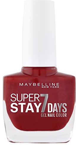 Maybelline New York Langanhaltender Nagellack mit Gel-Formel für farbintensive Nägel, Super Stay 7 Days Farblack, Nr. 501 Cherry Sin (Rot), 1 x 10 ml