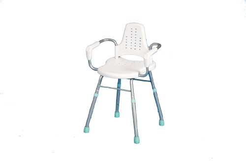 NRS Healthcare Prima Aluminium Height Adjustable Shower Stool with Armrest and Backrest