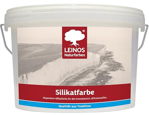 LEINOS Silikatfarbe 2,5 L Weiß – Waschfeste Wandfarbe für Feuchträume | Hoch atmungsaktive Kalkfarbe mit natürlichem Schimmelschutz. Mineralisch, lösemittelfrei und abtönbar.