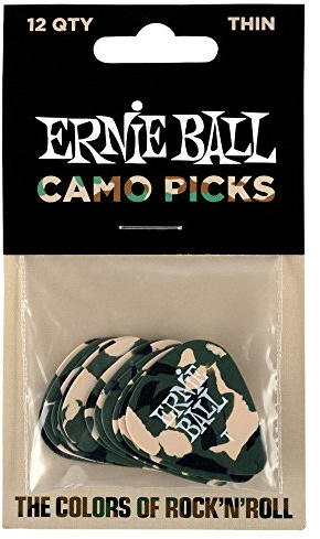 Ernie Ball P09221 Camouflage Cellulose Thin Plektren, Beutel mit 12 Stück