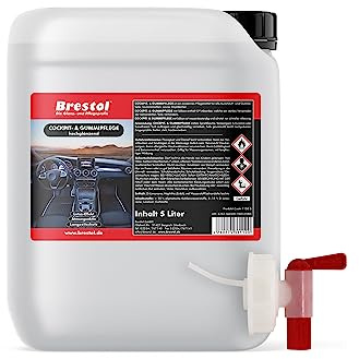 Brestol Cockpit- & Gummipflege hochglänzend 5 Liter inkl. Auslaufhahn 51 mm - Innenraumpflege Kunststoff Gummi Vinyl Cockpitpflege Kunststoffpflege Vinylpflege Cockpitreiniger