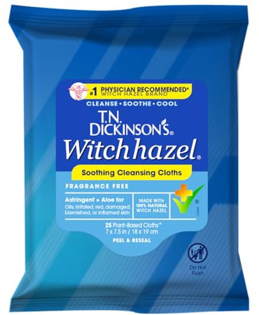 T.N. Dickinson's Witch Hazel New Soothing Multi-Use Cleansing Cloth, 25 Count