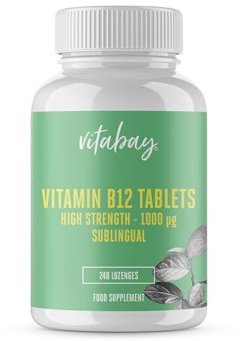 Vitabay Vitamin B12 1000mcg - 240 Vegan & Sublingual Vitamin B12 Tablets - Lozenges of Methylcobalamin Active Form with Mixed Berries Flavour - Laboratory Tested