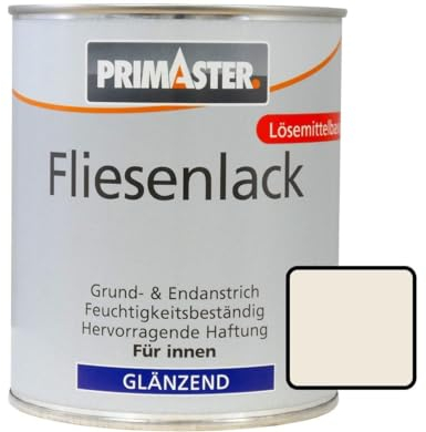 Primaster Fliesenlack 750ml Cremeweiß Glänzend Fliesenfarbe Wandfliesen