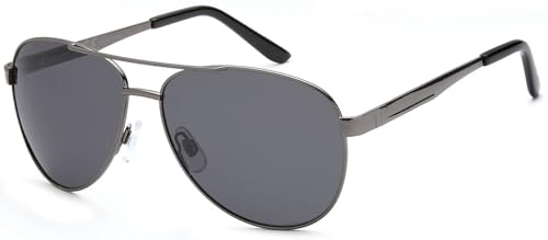 styleBREAKER polarisierte Flieger Sonnenbrille, Pilotenbrille mit Federscharnier, Etui und Putztuch, Unisex 09020046, Farbe:Gestell Anthrazit/Glas Grau