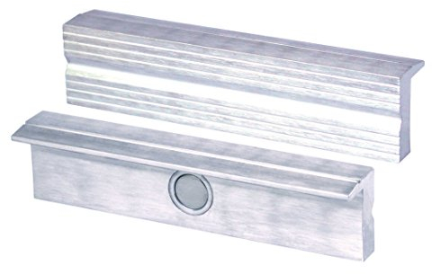 HEUER Magnet-Schutzbacke Typ N für Schraubstock 120 mm, Aluminium mit Rillen, zum Spannen von grob bis mittelfein bearbeiteten Werkstücken