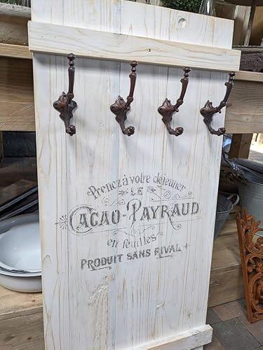 unbekannt Shabby FRACHTKISTE WANDGARDEROBE Cacao PAYRAUD Holz Garderobe Vintage Retro GUSSEISEN (Weiss)