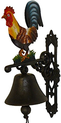 Luxus Pur UG Türglocke Glocke Gusseisen mit Motiv Hahn Nostalgie Wandhalter Dekoration Klingel