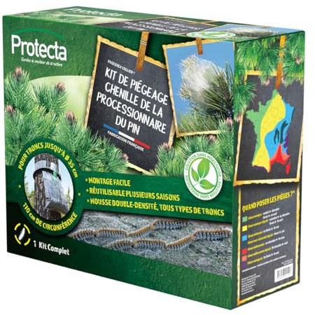 Protecta® - Piège à Chenilles Processionnaire du Pin - Collier Anti-Chenilles Circonférence 0,94 m- Fabriqué en France - Réutilisable - Montage Facile - Tous Types de Troncs - Kit Complet de piégeage