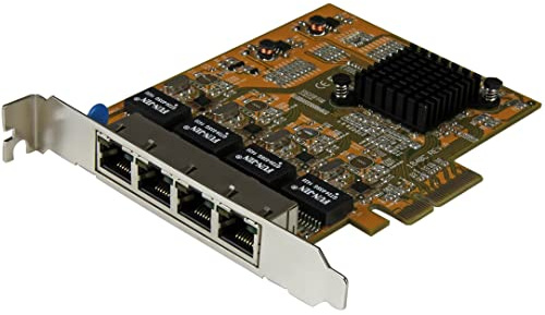 StarTech.com 4 Port PCIe Network Card - Standard Profile - RJ45 Port - Realtek RTL8111H Chipset - Ethernet Network Card - NIC Server Adapter Network Card , TAA (ST1000SPEX43)